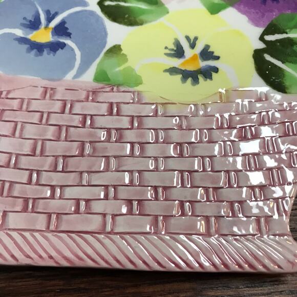 Salute! Italia Made In Italy Ceramic Flower Basket Trivet Or Decor With Crazing - Picture 3 of 7